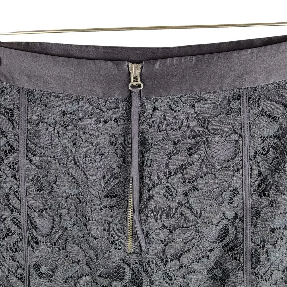 Club Monaco Floral Lace Silk Lining Pencil Skirt Black Size 6
